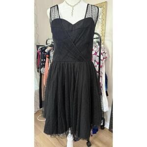Betsy & Adam Black Fit And Flare Cocktail Dress Womens Size 8 Sheer Mesh Party